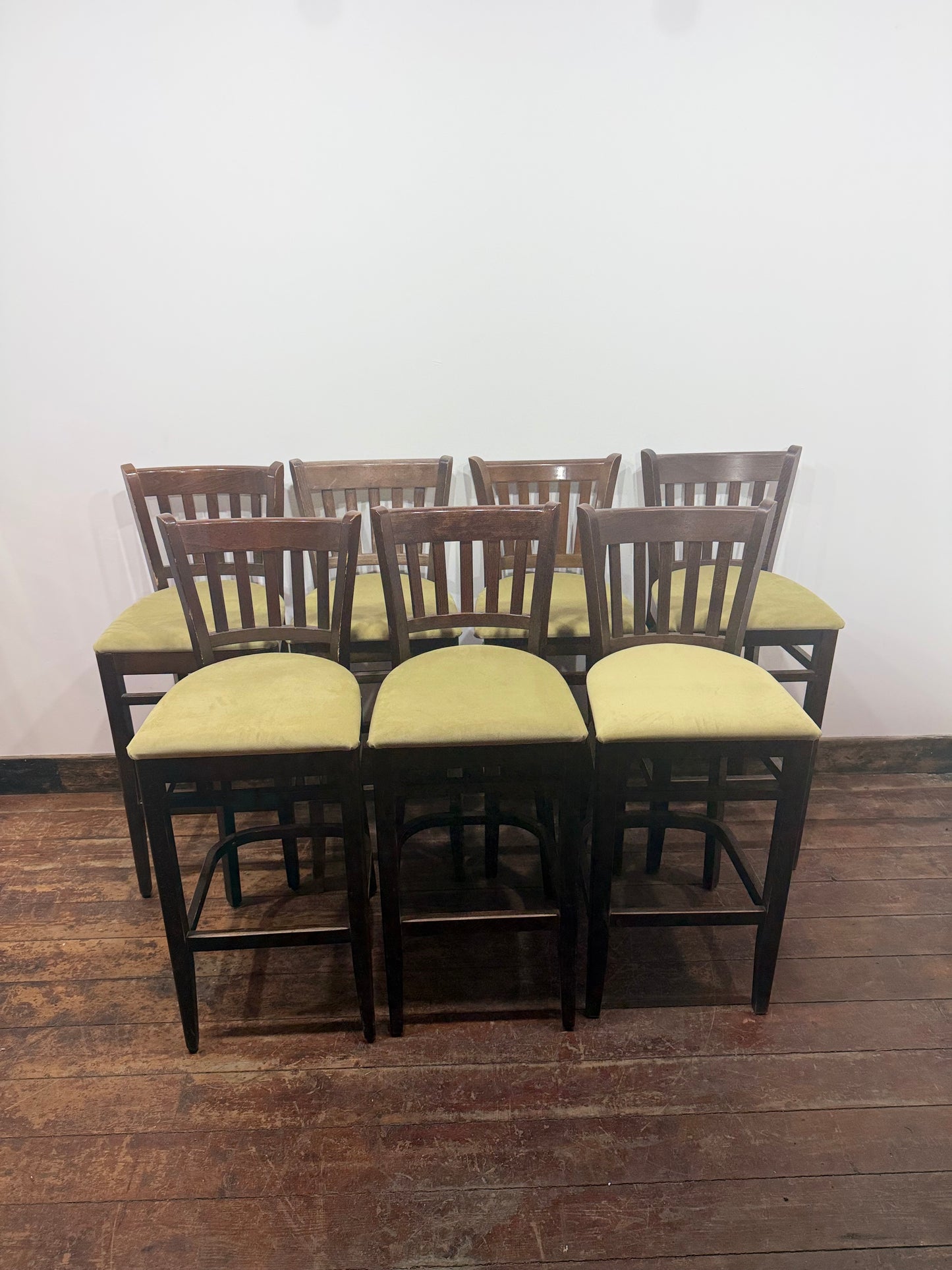 Set of 7 Solid Wood Bar Stools Kitchen Breakfast Bar Chairs Pub Café Seating