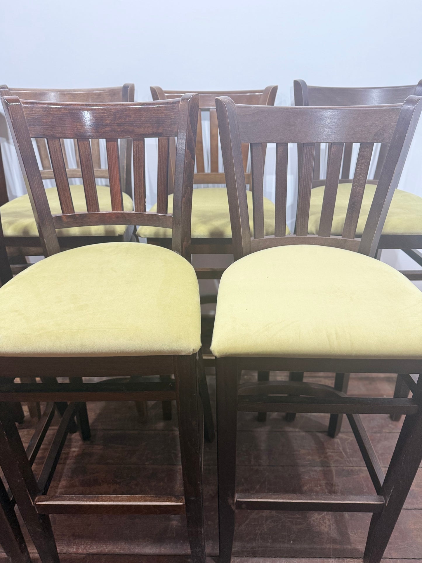 Set of 7 Solid Wood Bar Stools Kitchen Breakfast Bar Chairs Pub Café Seating