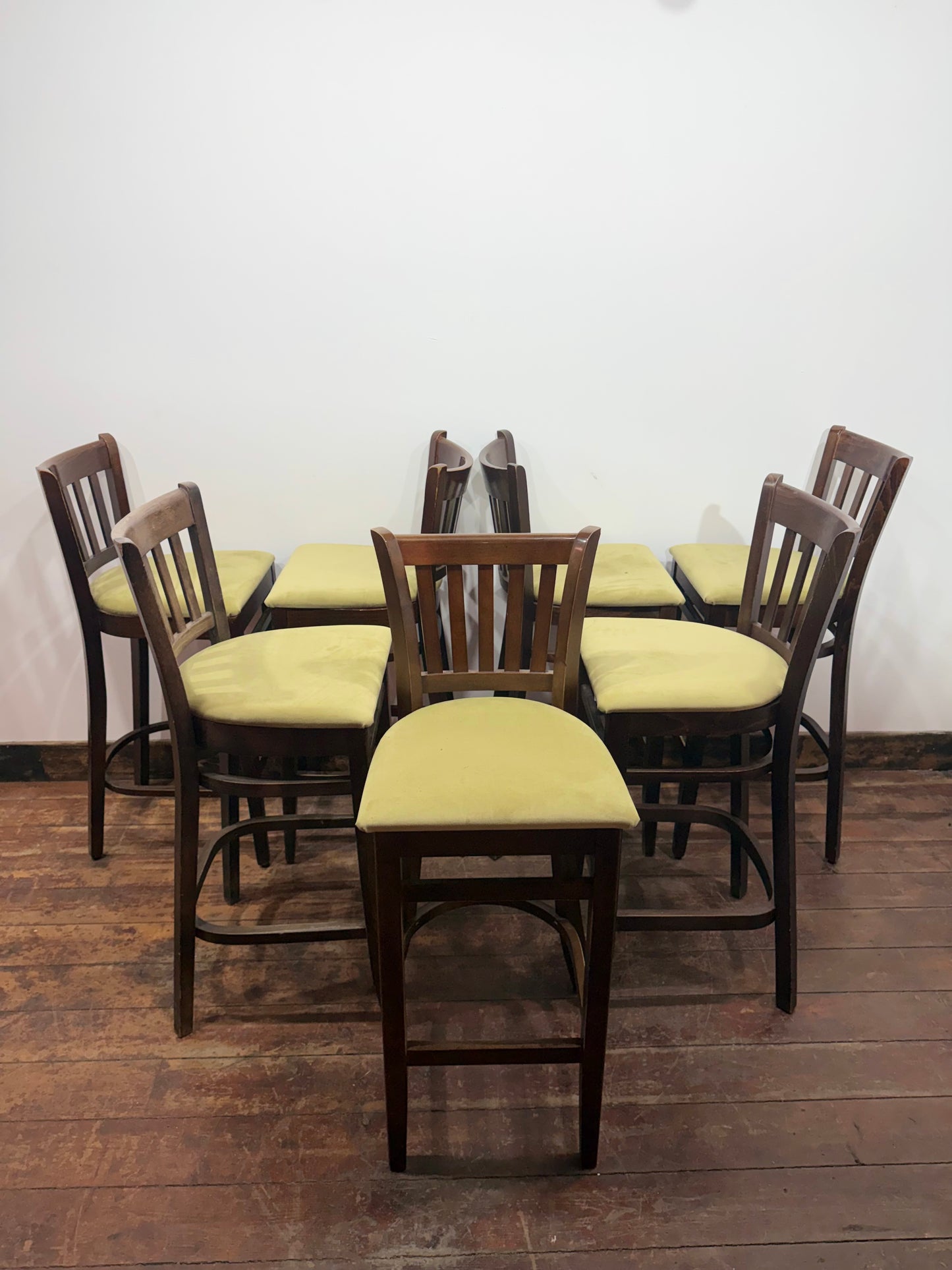 Set of 7 Solid Wood Bar Stools Kitchen Breakfast Bar Chairs Pub Café Seating