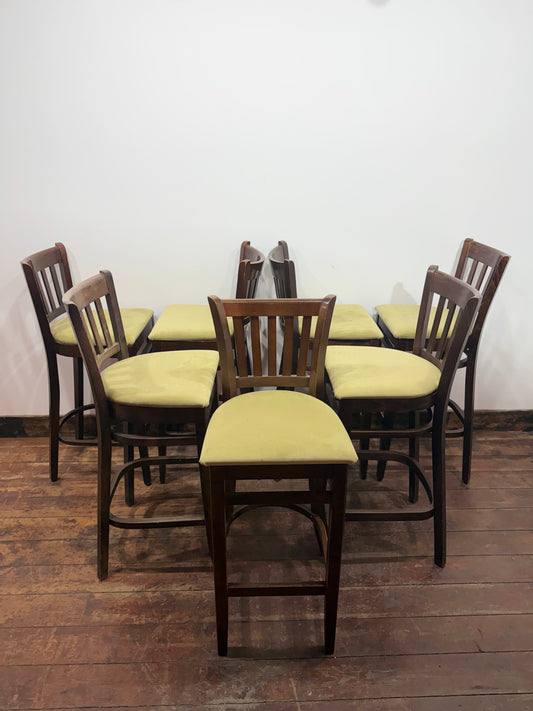 Set of 7 Solid Wood Bar Stools Kitchen Breakfast Bar Chairs Pub Café Seating