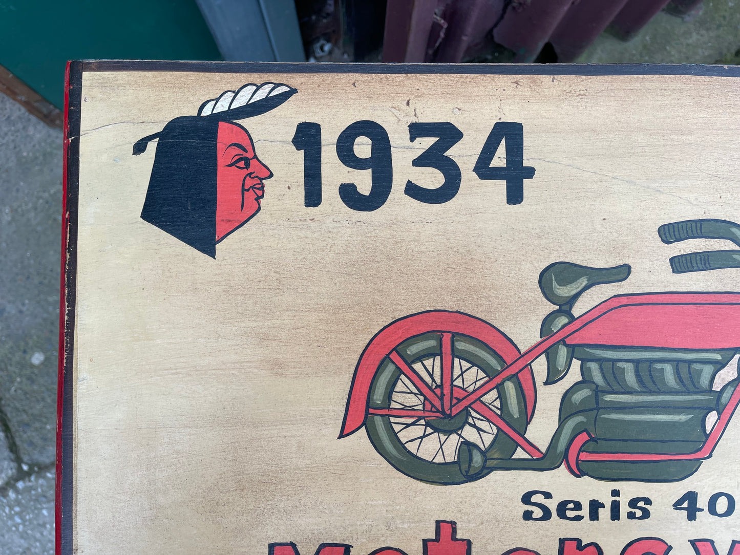 Quirky hand painted cabinet with retro / vintage style adverts