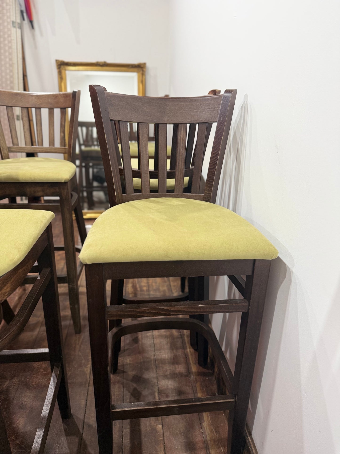 Set of 7 Solid Wood Bar Stools Kitchen Breakfast Bar Chairs Pub Café Seating