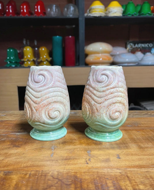Pretty pair of small SylvaC swirl vases