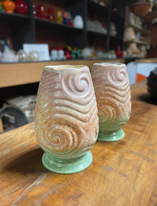 Pretty pair of small SylvaC swirl vases