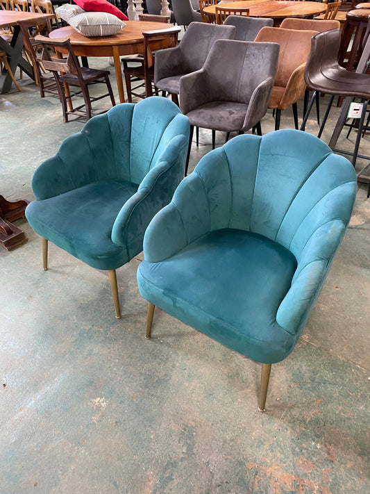 Pair of Green Shellback Chairs