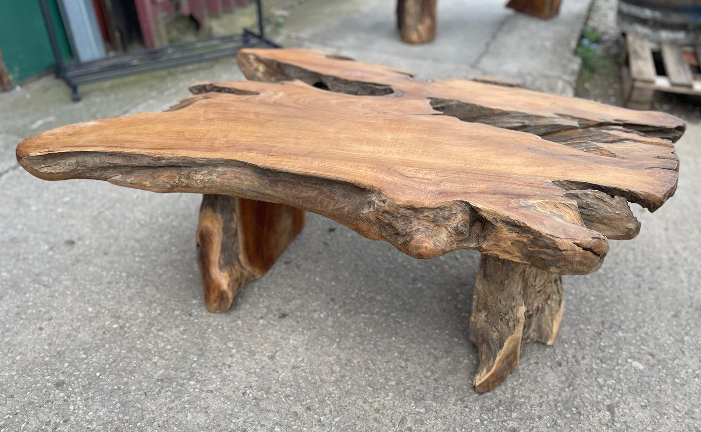 Unique root wood coffee table on 2 legs