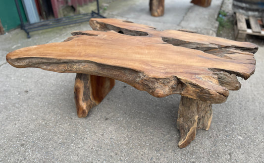 Unique root wood coffee table on 2 legs