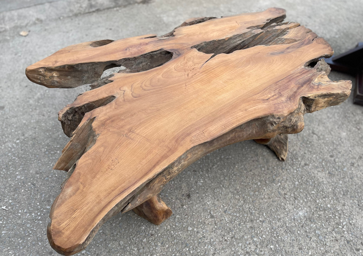 Unique root wood coffee table on 2 legs