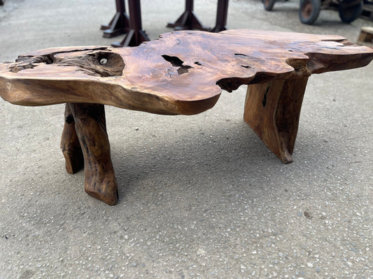 Large unique root wood coffee table on 2 legs