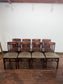 Set of 8 Leather Dining Chairs/Dark Wood/Slat Back/Traditional Chairs