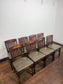 Set of 8 Leather Dining Chairs/Dark Wood/Slat Back/Traditional Chairs
