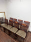 Set of 8 Leather Dining Chairs/Dark Wood/Slat Back/Traditional Chairs