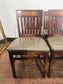 Set of 8 Leather Dining Chairs/Dark Wood/Slat Back/Traditional Chairs