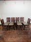 Set of 8 Leather Dining Chairs/Dark Wood/Slat Back/Traditional Chairs