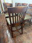 Set of 8 Leather Dining Chairs/Dark Wood/Slat Back/Traditional Chairs