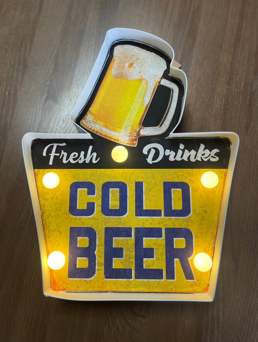 Light up 'Cold Beer' wall sign