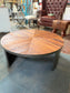 Oban Round Coffee Table – Wood Effect Top & Black Metal Base