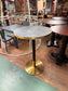 Modern Poseur Table - Grey Stone Effect Top/Gold & Black Base 