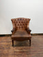 Vintage Style Brown Leather Chesterfield Armchair/Button Back/Wingback Lounge Chair