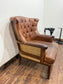 Vintage Style Brown Leather Chesterfield Armchair/Button Back/Wingback Lounge Chair