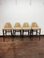Set of 4 Vintage Real Leather Bar Stools – Tan Leather – Dark Wood Legs