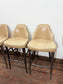 Set of 4 Vintage Real Leather Bar Stools – Tan Leather – Dark Wood Legs