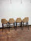 Set of 4 Vintage Real Leather Bar Stools – Tan Leather – Dark Wood Legs