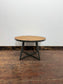 Industrial Round Oak Parquet Coffee Table Black Metal Rustic Vintage Style
