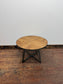 Industrial Round Oak Parquet Coffee Table Black Metal Rustic Vintage Style