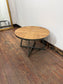 Industrial Round Oak Parquet Coffee Table Black Metal Rustic Vintage Style