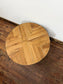 Industrial Round Oak Parquet Coffee Table Black Metal Rustic Vintage Style