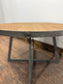 Industrial Round Oak Parquet Coffee Table Black Metal Rustic Vintage Style