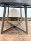 Industrial Round Oak Parquet Coffee Table Black Metal Rustic Vintage Style
