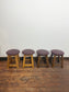 Vintage Wooden Bar Stools – Set of 4 – Burgundy Leather Effect Seats