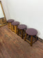 Vintage Wooden Bar Stools – Set of 4 – Burgundy Leather Effect Seats