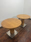 Pair of Rustic Industrial Style Oak Round Tables / Restaurant / Cafe / Bar