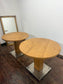 Pair of Rustic Industrial Style Oak Round Tables / Restaurant / Cafe / Bar