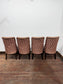 Set of 4 Patterned Upholstered Dining Chairs with Studded Detailing