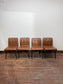 🪑 Set of 4 Tan Faux Leather Dining Chairs – Retro Quilted Upholstery & Black Legs