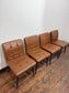 🪑 Set of 4 Tan Faux Leather Dining Chairs – Retro Quilted Upholstery & Black Legs