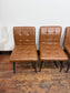 🪑 Set of 4 Tan Faux Leather Dining Chairs – Retro Quilted Upholstery & Black Legs
