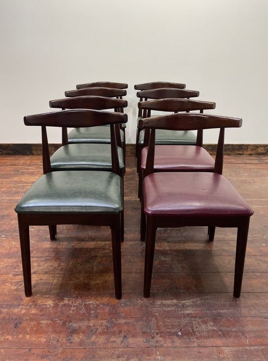 8 stylish retro-style dining chairs dark wood for pub / bar / cafe / restaurant