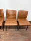 🪑 Set of 4 Tan Faux Leather Dining Chairs – Retro Quilted Upholstery & Black Legs