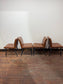 🪑 Set of 4 Tan Faux Leather Dining Chairs – Retro Quilted Upholstery & Black Legs