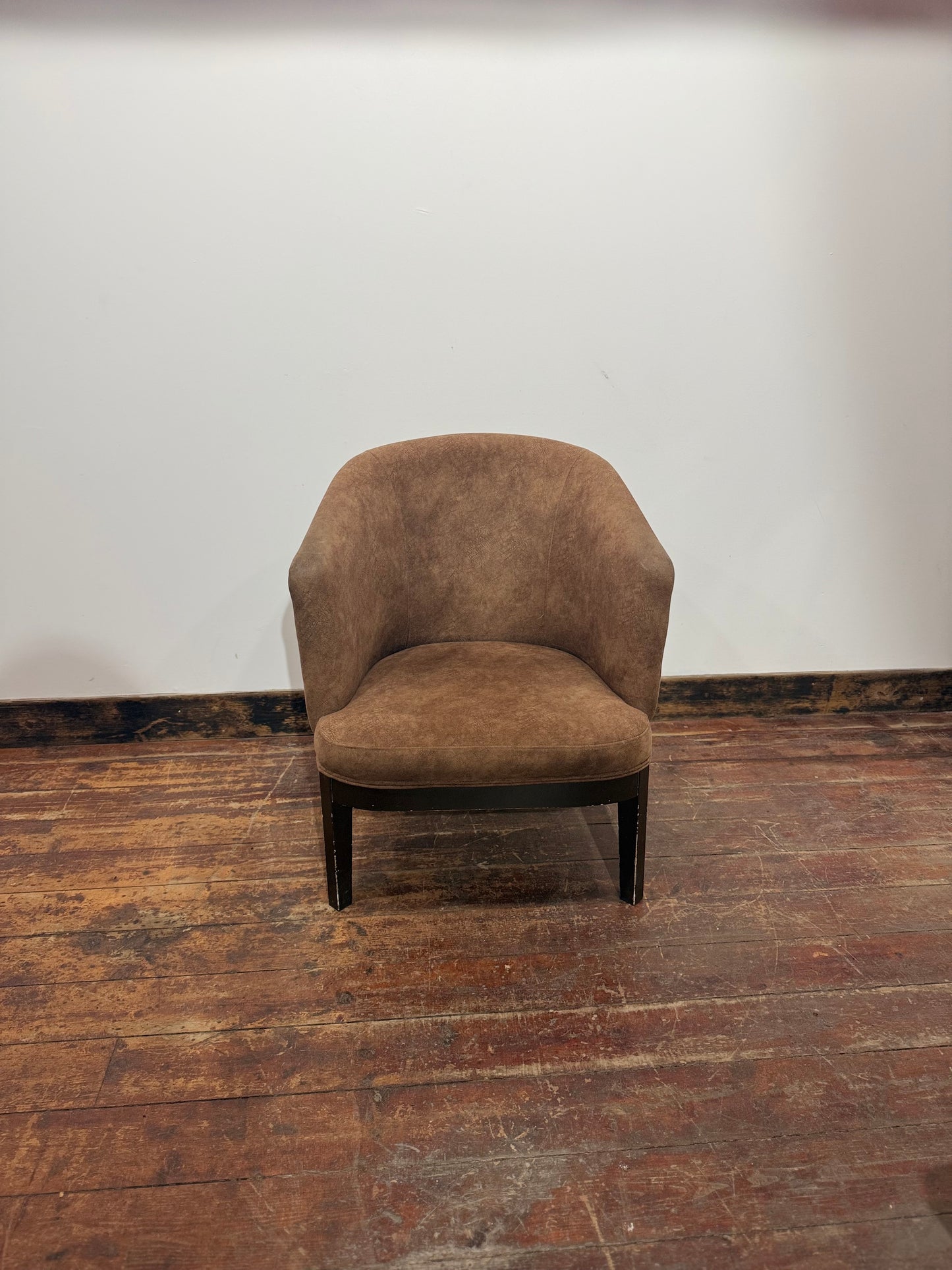 Brown Upholstered Tub Chair Lounge Accent Occasional Armchair
