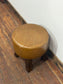 Tan Leather Round Stool/Footstool/Quilted Top/Wooden Legs