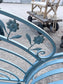 Brand New Ornate Blue Metal Garden Bench Outdoor Patio Seat Floral Scrollwork