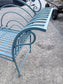 Brand New Ornate Blue Metal Garden Bench Outdoor Patio Seat Floral Scrollwork