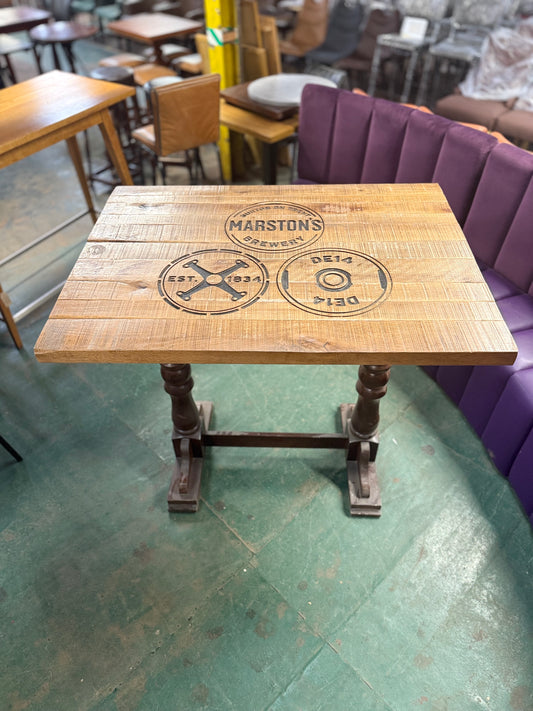 ⭐ Characterful Rustic High Poseur Table - Brewery Inspired Motifs