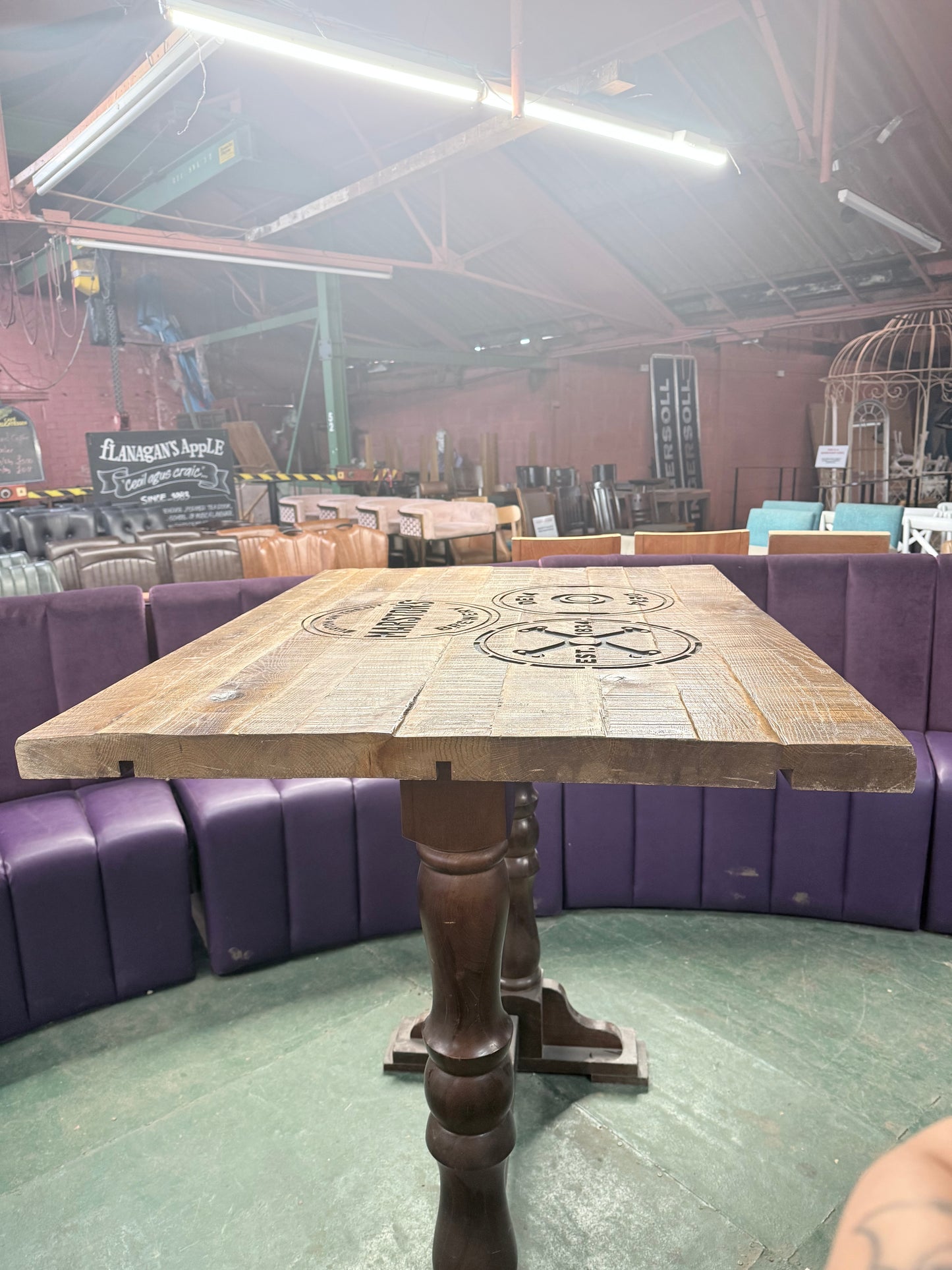 ⭐ Characterful Rustic High Poseur Table - Brewery Inspired Motifs
